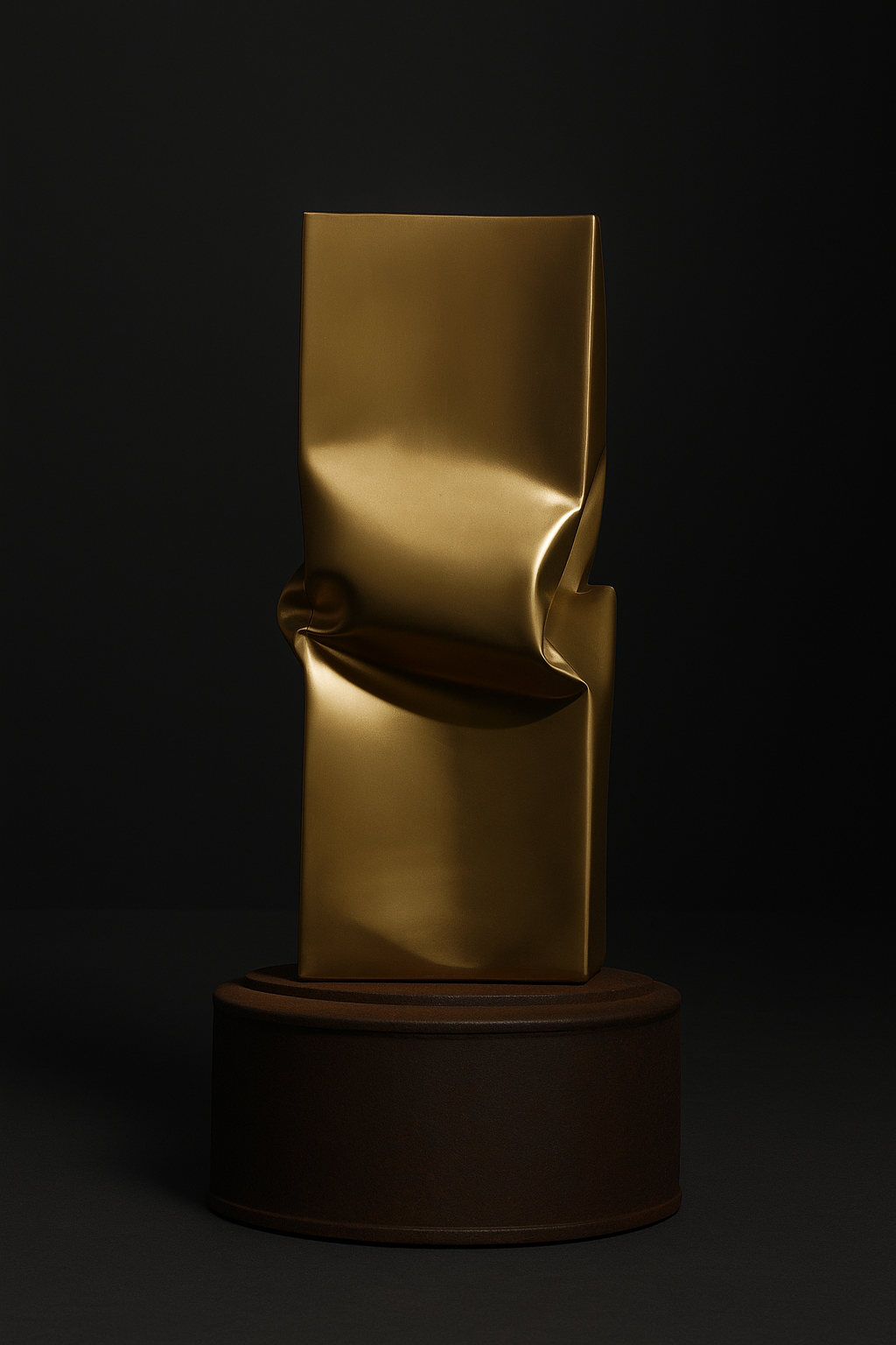 Escultura de bronce sobre pedestal oxidado