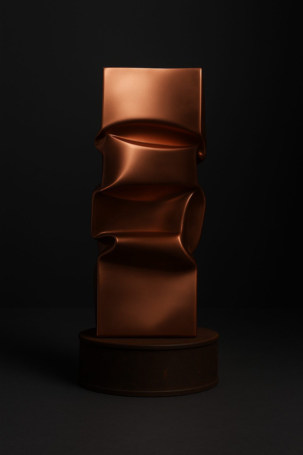 Escultura minimalista en bronce cálido